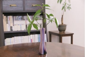 昭和初期　古いガラス花瓶(花器、和ガラス、気泡入り)(R-044389)