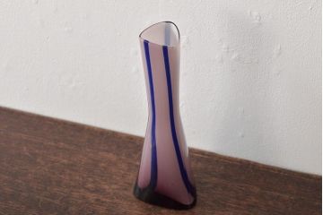 昭和初期　古いガラス花瓶(花器、和ガラス、気泡入り)(R-044389)