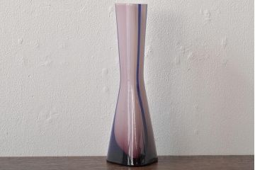 昭和初期　古いガラス花瓶(花器、和ガラス、気泡入り)(R-044389)