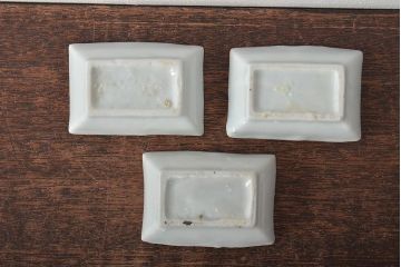 江戸期　鳥の図　染付豆角皿3枚(天塩皿、醤油皿)(R-044391)