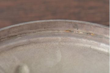 小林英夫　笹の葉切子鉢　遠藤兆映彫金蓋(HOYAガラス)(R-044393)