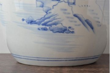 アンティーク雑貨　昭和初期　山水図　和レトロな瀬戸火鉢(鉢カバー)(R-044394)