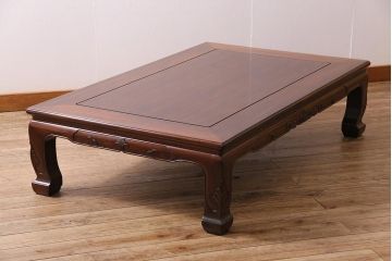 中古　唐木指物　紫檀(シタン)無垢材　漆塗り　落ち着いた和の空間を演出する座卓(ローテーブル)(R-044400)