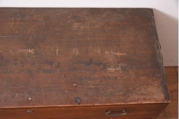 アンティーク家具　昭和初期　モダンなリメイクのローチェスト・3段(サイドボード、引き出し分割、衣装箪笥)(R-044401)