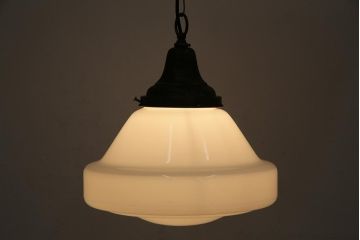 アンティーク照明　昭和初期　ベルのようなデザインのブラケットが素敵なペンダントライト(天井照明、吊り下げ照明)(R-044404)