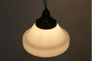 アンティーク照明　昭和初期　ベルのようなデザインのブラケットが素敵なペンダントライト(天井照明、吊り下げ照明)(R-044404)