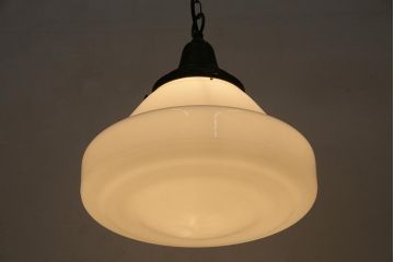 アンティーク照明　昭和初期　ベルのようなデザインのブラケットが素敵なペンダントライト(天井照明、吊り下げ照明)(R-044404)