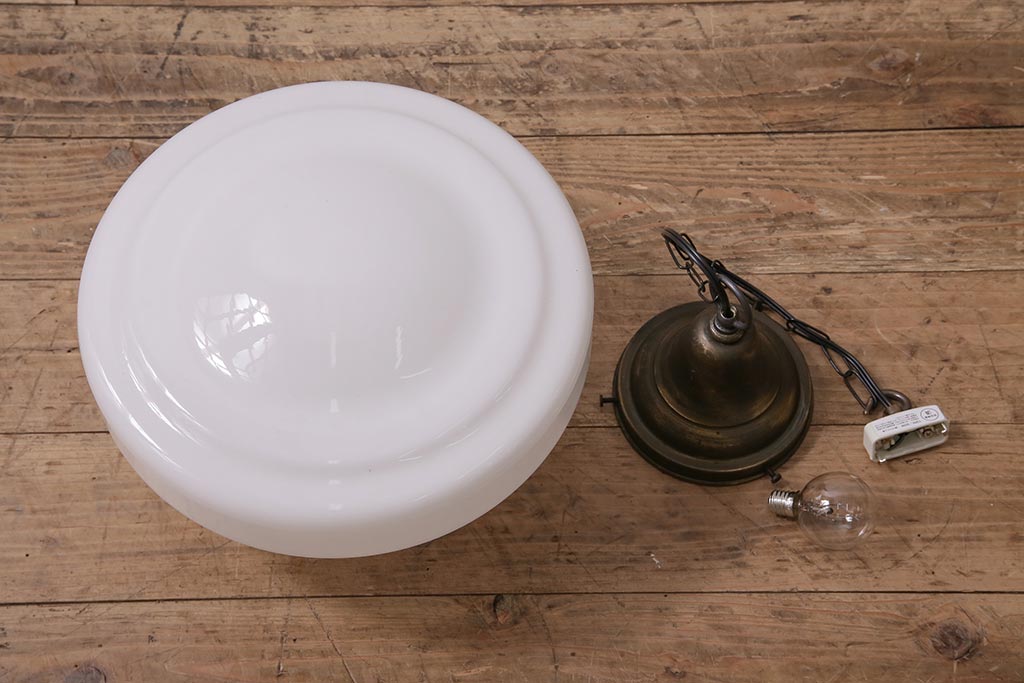 アンティーク照明　昭和初期　ベルのようなデザインのブラケットが素敵なペンダントライト(天井照明、吊り下げ照明)(R-044404)