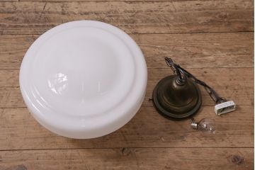 アンティーク照明　昭和初期　ベルのようなデザインのブラケットが素敵なペンダントライト(天井照明、吊り下げ照明)(R-044404)