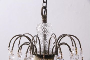 アンティーク照明　フランスアンティーク　シャビーな質感の小振りなシャンデリア(天井照明、吊り下げ照明)(R-044405)