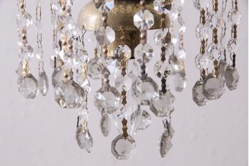 アンティーク照明　フランスアンティーク　シャビーな質感の小振りなシャンデリア(天井照明、吊り下げ照明)(R-044405)