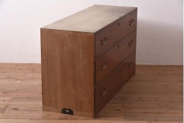 アンティーク家具　モダンなリメイクのローチェスト・3段(サイドボード、引き出し分割、衣装箪笥)(R-044406)