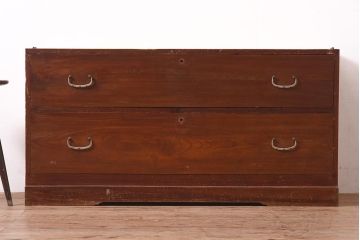 アンティーク家具　モダンなリメイクのローチェスト・2段(サイドボード、引き出し分割、衣装箪笥)(R-044407)