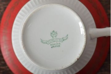 アンティーク　昭和初期　東洋陶器(東陶、トートー)　レトロシックなカップ&ソーサー6客セット(陶磁器)(R-044411)