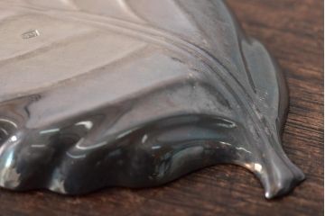 昭和初期　純銀製　葉盆2枚(茶道具、葉皿)(R-044412)