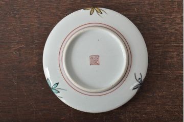 明治〜大正　九谷焼色絵　角福　花鳥図　皿5枚(深皿)(R-044415)