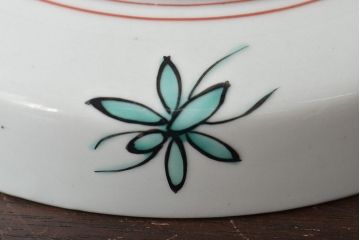 明治〜大正　九谷焼色絵　角福　花鳥図　皿5枚(深皿)(R-044415)