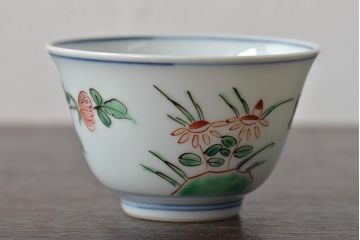 九谷陶源製　九谷赤絵茶碗10客(茶道具、共箱)(R-044417)