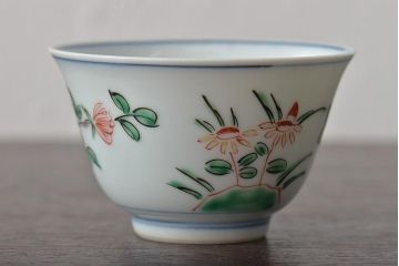 九谷陶源製　九谷赤絵茶碗10客(茶道具、共箱)(R-044418)