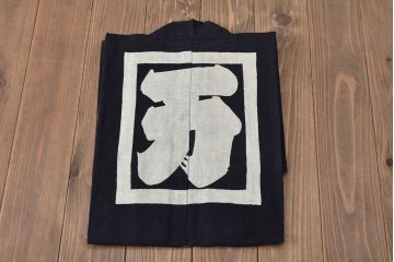 大正〜昭和初期　古い　藍染　木綿　半纏(古布、万荒木屋)(R-044499)