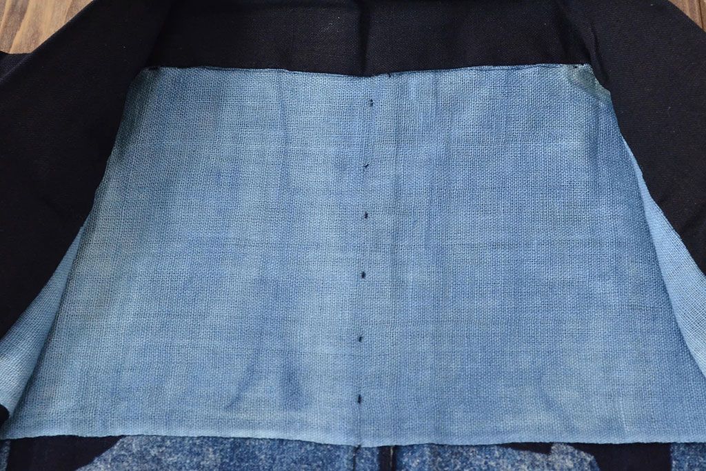大正〜昭和初期　古い　藍染　木綿　半纏(古布、万荒木屋)(R-044500)