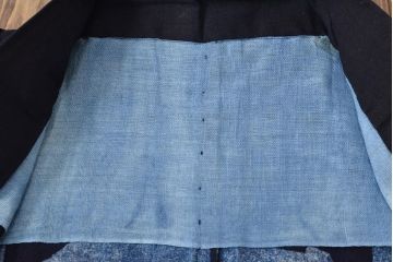 大正〜昭和初期　古い　藍染　木綿　半纏(古布、万荒木屋)(R-044500)