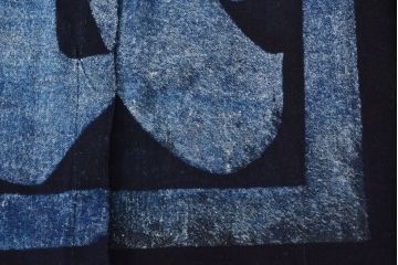 大正〜昭和初期　古い　藍染　木綿　半纏(古布、万荒木屋)(R-044500)