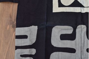 大正〜昭和初期　古い　藍染　木綿　半纏(古布、万荒木屋)(R-044501)