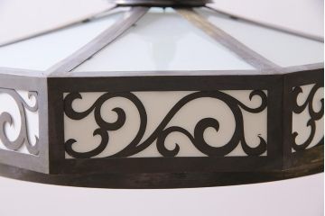 アンティーク照明　大正昭和初期　大正ロマン　八角形のシルエットがモダンな天井照明(シェード、吊り下げ照明)(R-44503)