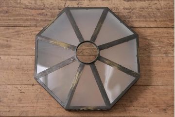 アンティーク照明　大正昭和初期　大正ロマン　八角形のシルエットがモダンな天井照明(シェード、吊り下げ照明)(R-44503)
