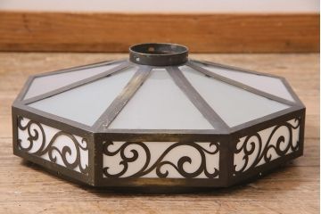 アンティーク照明　大正昭和初期　大正ロマン　八角形のシルエットがモダンな天井照明(シェード、吊り下げ照明)(R-44503)