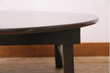 アンティーク家具　和製アンティーク　昭和初期　栓材　流れるような木目が魅力の丸ちゃぶ台(座卓、ローテーブル、折りたたみテーブル)(R-044504)