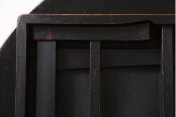 アンティーク家具　和製アンティーク　昭和初期　栓材　流れるような木目が魅力の丸ちゃぶ台(座卓、ローテーブル、折りたたみテーブル)(R-044504)
