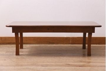 アンティーク家具　昭和中期　栓材　味わいが魅力のレトロな角ちゃぶ台(折りたたみテーブル、座卓、ローテーブル)(R-044506)