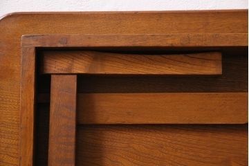 アンティーク家具　昭和中期　栓材　味わいが魅力のレトロな角ちゃぶ台(折りたたみテーブル、座卓、ローテーブル)(R-044506)