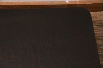 アンティーク家具　昭和初期　栓材・玉杢　渋い味わいのレトロな角ちゃぶ台(折りたたみテーブル、座卓、ローテーブル)(R-044507)