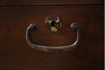 アンティーク家具　大正ロマン　ケヤキ材　挽き物脚が目を引くおしゃれな片袖机(片袖デスク、ワークデスク、在宅ワーク、在宅用)(R-044508)