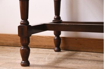 アンティーク家具　大正ロマン　ケヤキ材　挽き物脚が目を引くおしゃれな片袖机(片袖デスク、ワークデスク、在宅ワーク、在宅用)(R-044508)