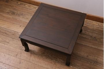 アンティーク家具　明治大正期　総ケヤキ材　曲線の意匠が上品な印象の座卓(センターテーブル、ローテーブル)(R-044518)