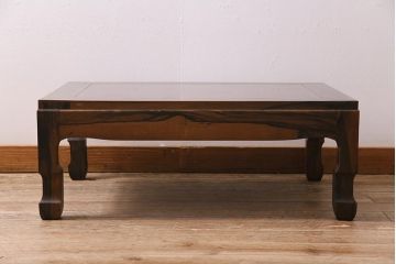 アンティーク家具　指物工芸家具　上手物　黒柿材・楓(カエデ)鳥眼杢材　上質な座卓(ローテーブル)(R-044519)