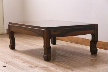 アンティーク家具　指物工芸家具　上手物　黒柿材・楓(カエデ)鳥眼杢材　上質な座卓(ローテーブル)(R-044519)