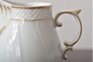 中古　ハンガリー　HOLLOHAZA(ホロハーザ)　Pannonia(パノニア)　シュガーポット　クリーマー　2点セット(ミルクジャー、洋食器)(R-044526)