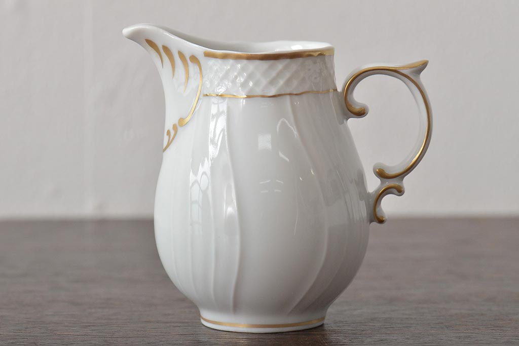 中古　ハンガリー　HOLLOHAZA(ホロハーザ)　Pannonia(パノニア)　シュガーポット　クリーマー　2点セット(ミルクジャー、洋食器)(R-044526)