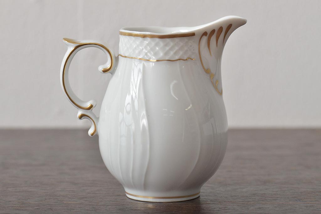 中古　ハンガリー　HOLLOHAZA(ホロハーザ)　Pannonia(パノニア)　シュガーポット　クリーマー　2点セット(ミルクジャー、洋食器)(R-044526)