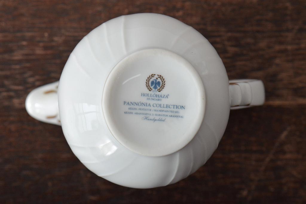中古　ハンガリー　HOLLOHAZA(ホロハーザ)　Pannonia(パノニア)　シュガーポット　クリーマー　2点セット(ミルクジャー、洋食器)(R-044526)