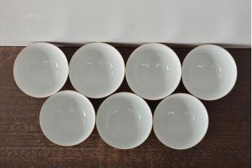 明治〜大正　九谷焼　菊文金彩赤絵茶碗7客(R-044533)