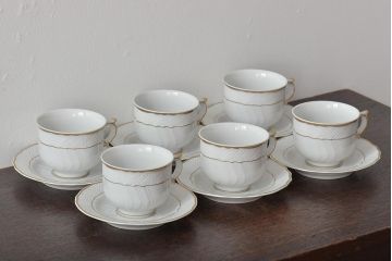 中古　ハンガリー　HOLLOHAZA(ホロハーザ)　Pannonia(パノニア)　カップ&ソーサー6客セット(洋食器)(R-044534)