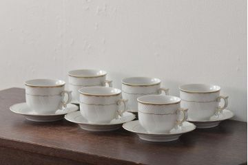 中古　ハンガリー　HOLLOHAZA(ホロハーザ)　Pannonia(パノニア)　カップ&ソーサー6客セット(洋食器)(R-044534)