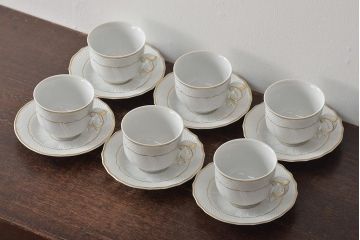 中古　ハンガリー　HOLLOHAZA(ホロハーザ)　Pannonia(パノニア)　カップ&ソーサー6客セット(洋食器)(R-044534)