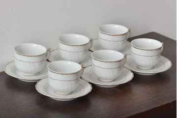 中古　ハンガリー　HOLLOHAZA(ホロハーザ)　Pannonia(パノニア)　カップ&ソーサー6客セット(洋食器)(R-044535)